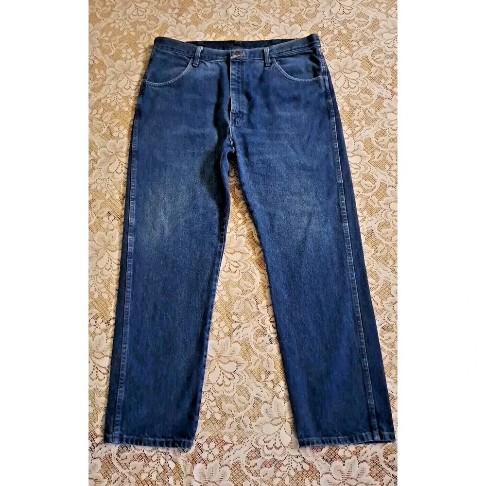 Rustler Men's‎ Size 38x30 Blue Regular Fit Straight Leg 100% Cotton Denim Jeans